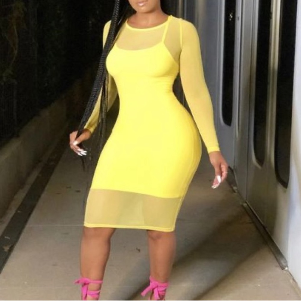 Yellow Mesh Dress